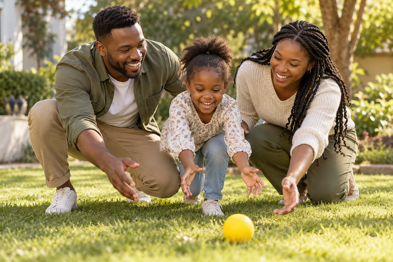 A family spending time together outdoors